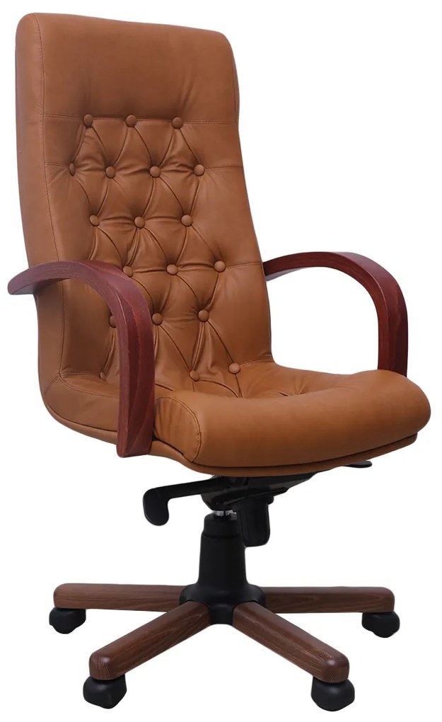 Scaun directorial FIDEL LUX EXTRA, mecanism Multiblock, brun deschis, piele naturala