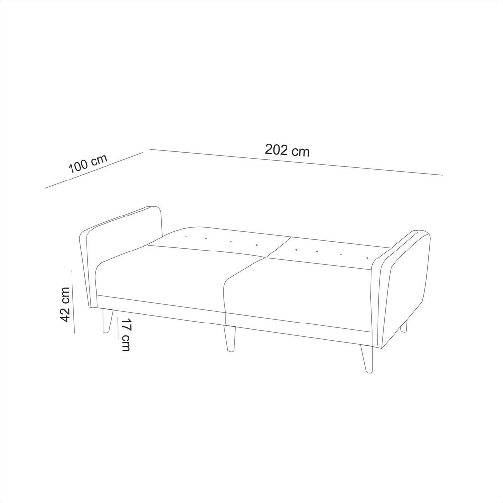 Canapea extensibila cu 3 Locuri Aria, 202 x 80 x 85 cm