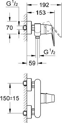 Sistem dus Grohe New Tempesta 250(2698001 )+baterie dus Eurosmart Cosmo(32837000)