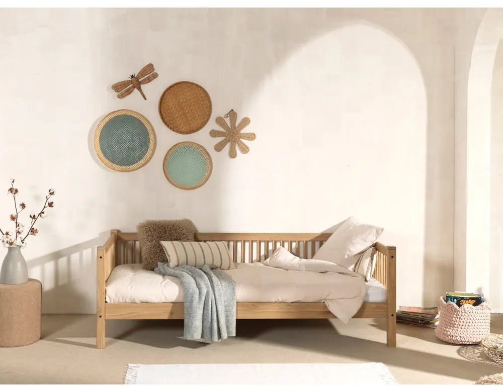 Pat pentru copii în culoare naturală din lemn de stejar 90x200 cm Forrest – Vipack