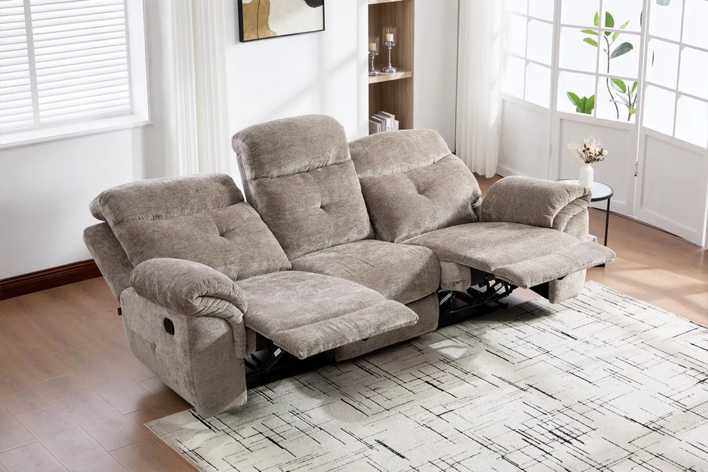 Canapea dumonde 3 locuri cu 2 reclinere manuale Norven 249x105 cm