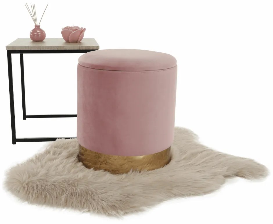 Taburet, catifea Velvet gri maroniu TAUPE/crom auriu, ANIZA Taburet, catifea Velvet roz/crom auriu, ANIZA