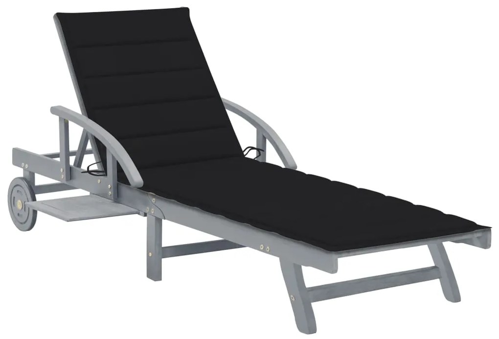 vidaXL Șezlong de grădină cu pernă, lemn masiv de acacia