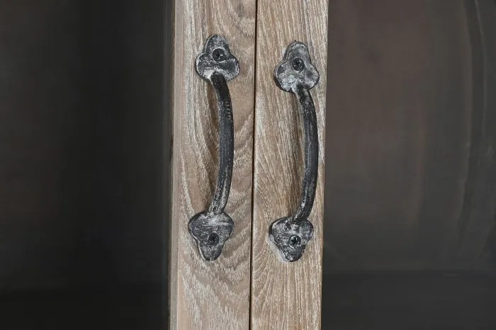 Mobilier de bar din lemn de tec reciclat si sticla , design Natural