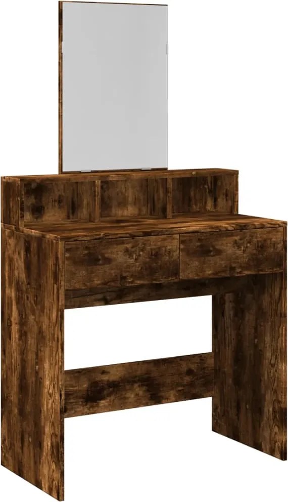 vidaXL Masă de toaletă cu oglindă, stejar fumuriu, 80x41x144,5 cm