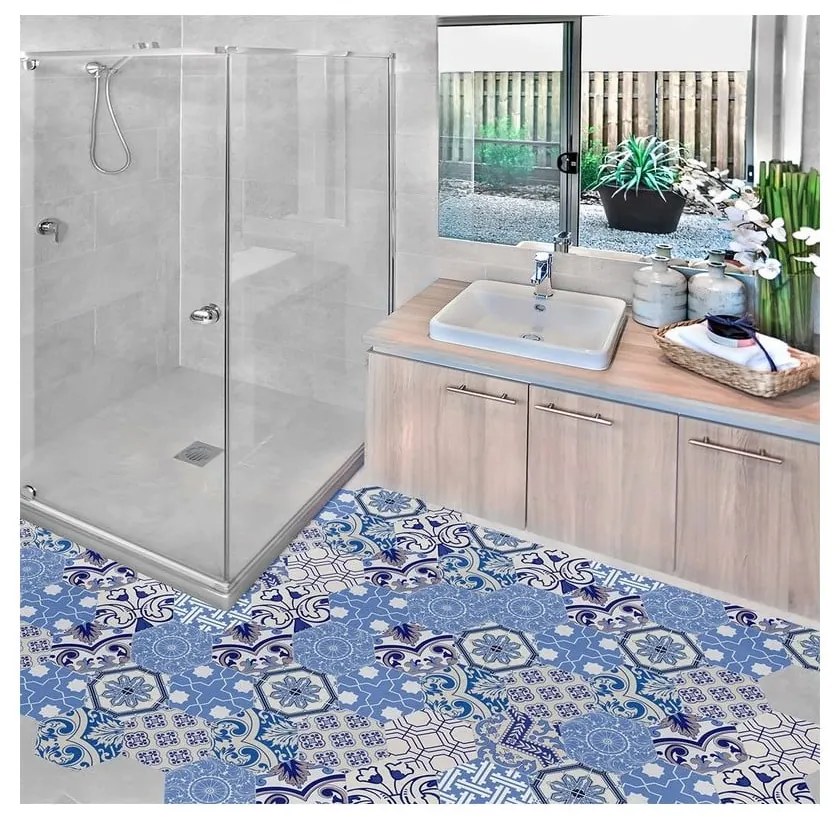 Set 10 autocolante impermeabile pentru podea Ambiance Ursulina, 20 x 18 cm