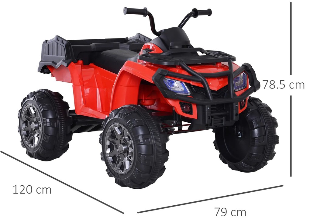 ATV copii HOMCOM, lumini si sunete, 118x80x80cm rosu | Aosom Romania