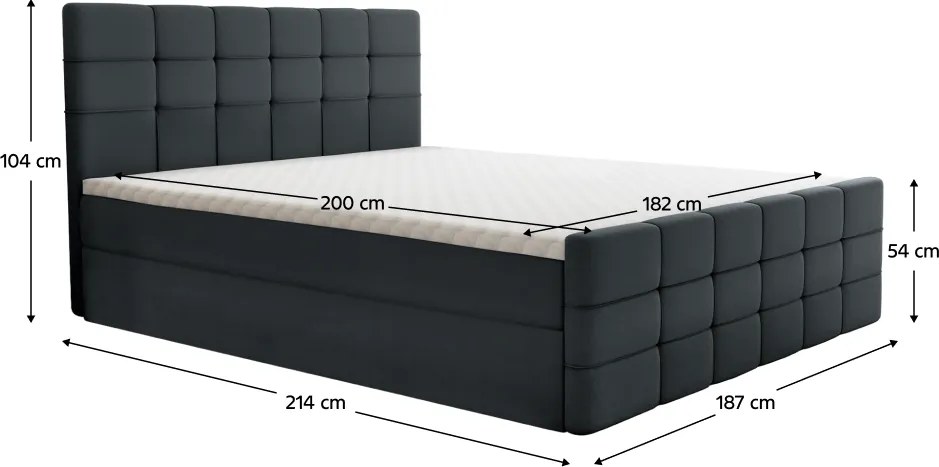 Pat boxspring, 180x200, gri, BEST