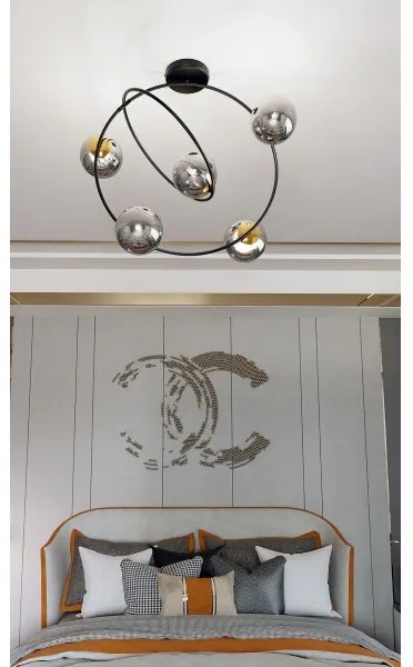 Lustră pe tijă STARDOM 5xE14/10W/230V negru/gri