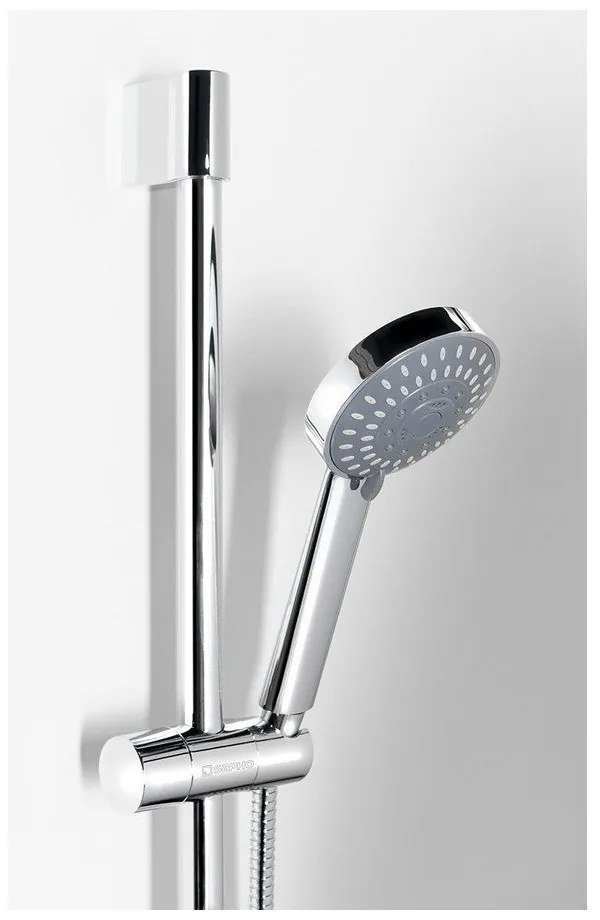 Set de duș argintiu lucios din oțel inoxidabil 98 cm cu duș de mână/cu suport glisant Amy – Sapho