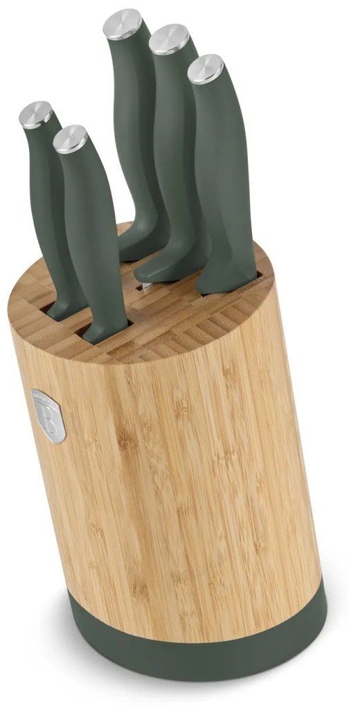 Set cutite 6 piese, cu suport bambus Green Matte Collection Berlinger Haus BH 2757