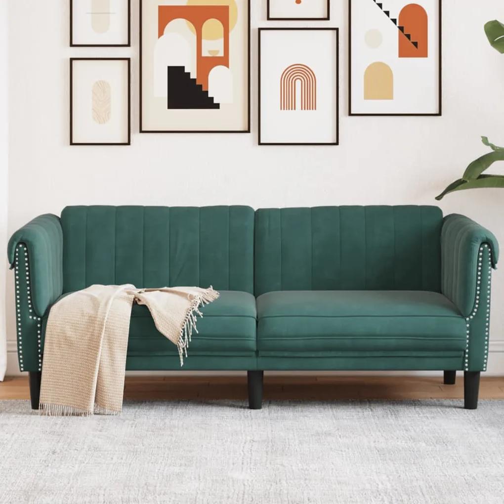 Canapea cu 2 locuri, verde inchis, catifea