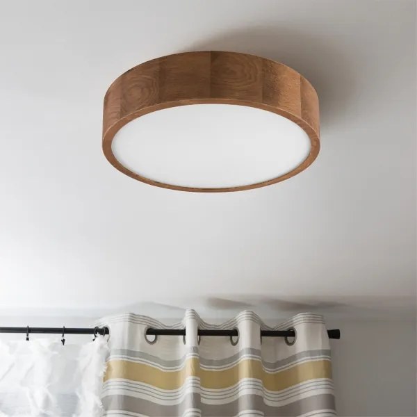 Brilagi - Plafonieră LED RGBW dimabilă CARVALHO, 2×E27/9W/230V, Wi‑Fi, finisaj stejar, Ø 37,5 cm