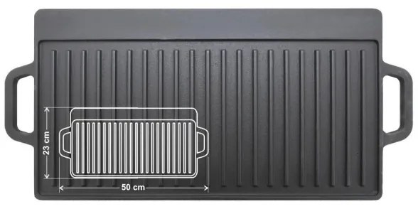 Placă de grătar cu două fețe 50x23 cm