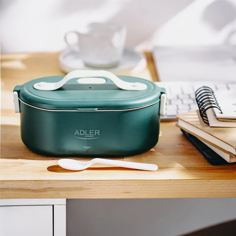 Cutie alimentara electrica Adler AD 4522, 45W, 0.8 L, Pana la 70°C, Recipient din otel inoxidabil, Geanta termica, Verde