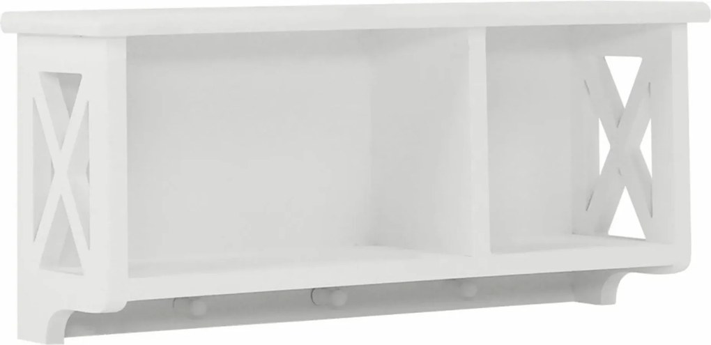 Raft RAFAELLO, alb, lemn, 55x17x25 cm