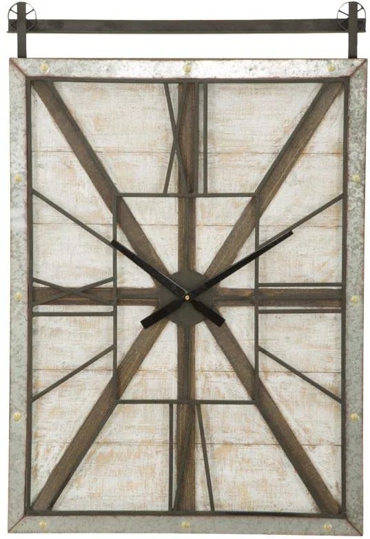 Ceas decorativ West, 89x60x4 cm, lemn de brad/ mdf/ metal, maro/ negru