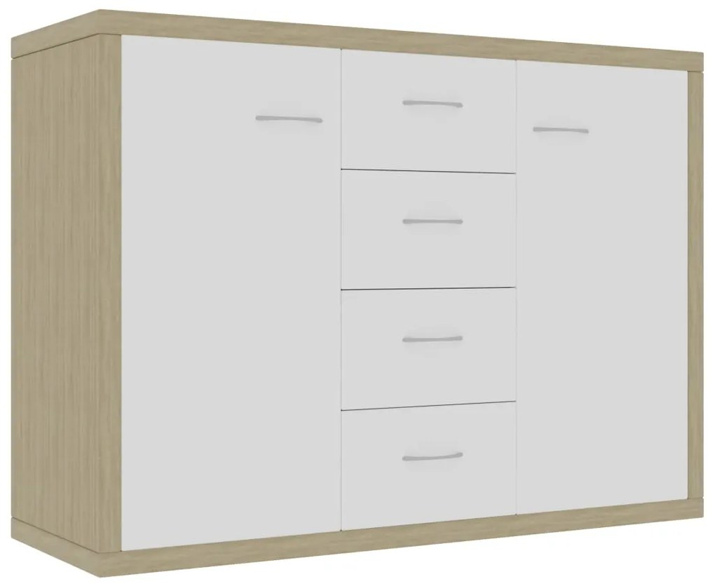 800689 vidaXL Dulap, alb și stejar Sonoma, 88 x 30 x 65 cm, lemn prelucrat
