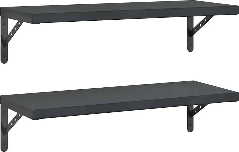 vidaXL Rafturi de perete, 2 buc., 75x30 cm, negru oțel inoxidabil