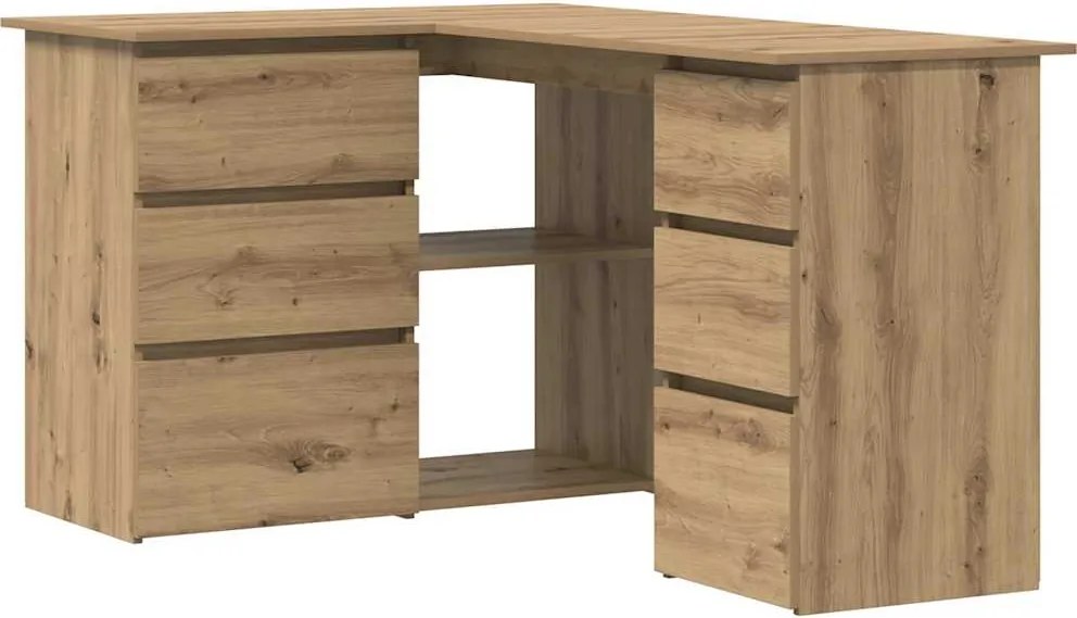 vidaXL Birou de colț, stejar artizanal, 145x100x76 cm, lemn prelucrat