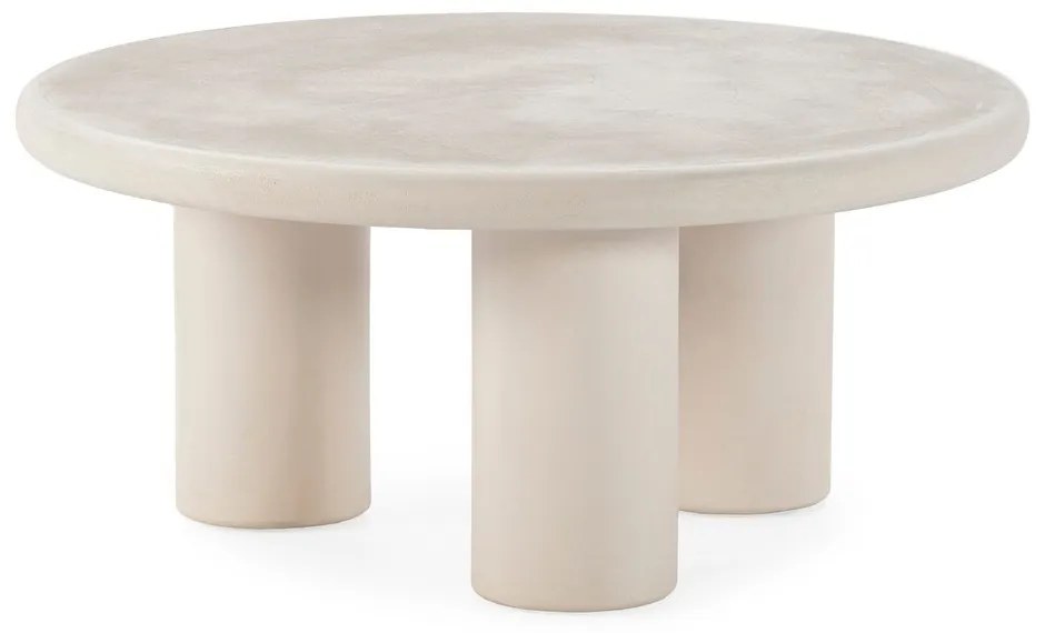 Măsuță de cafea crem rotundă cu aspect de piatră ø 80 cm Iriel – MOME