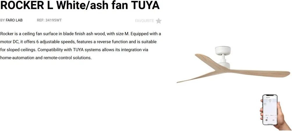 Ventilator tavan smart sistem TUYA si telecomanda ROCKER M alb/frasin