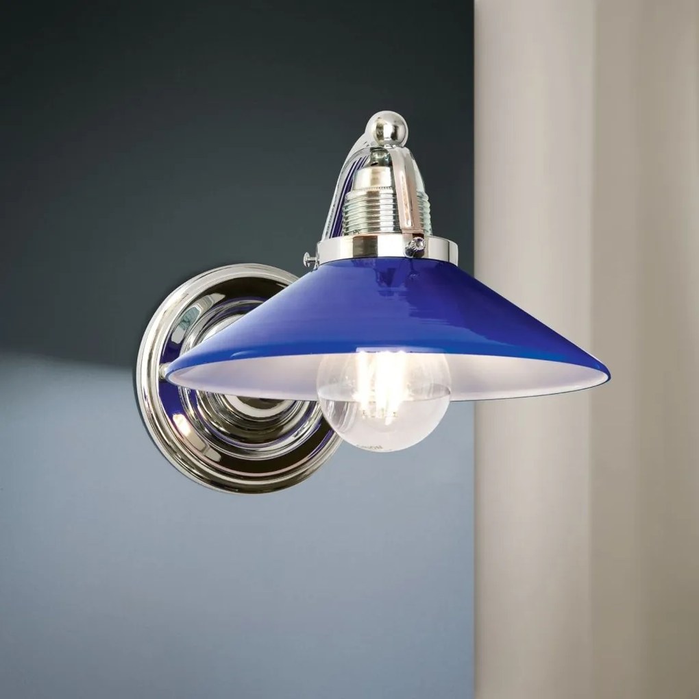 Aplica de perete rustica realizata manual ARTDESIGN, crom/ albastru-cobalt