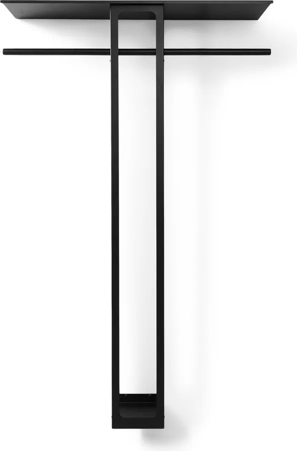Cuier de perete negru cu raft din oțel 100 cm Luno Large – Spinder Design