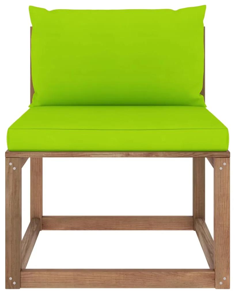 Canapea de gradina din paleti, de mijloc, perne verde deschis 1, verde aprins, canapea de mijloc