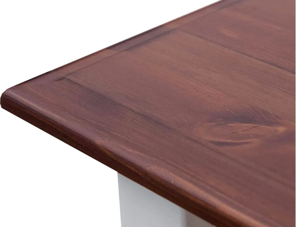 Masă lemn masiv nuc Cafea Linea 70x70cm Alb-