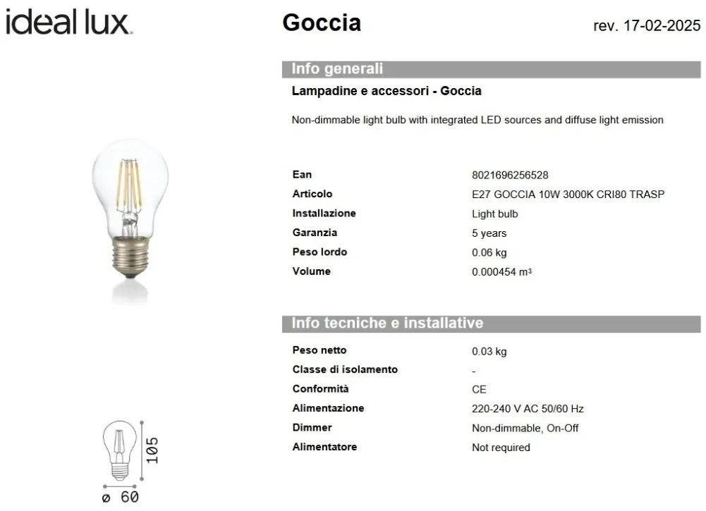 Bec LED, E27 10W 3000K cri80 transparent