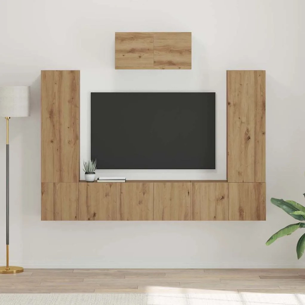 vidaXL Set comodă TV 7 pcs stejar artizanal 180 x 30 x 120 cm