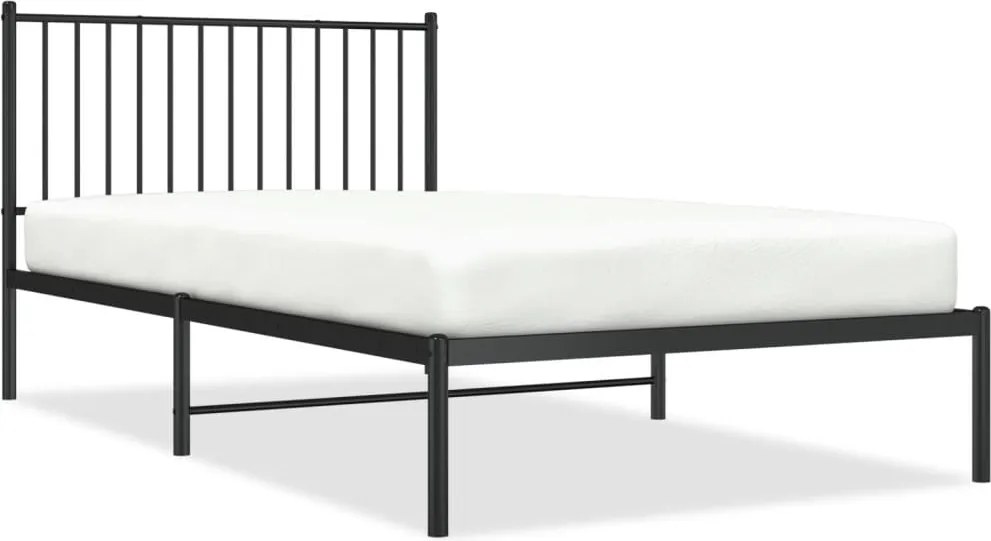 vidaXL Cadru de pat din metal cu tăblie, negru, 107x203 cm