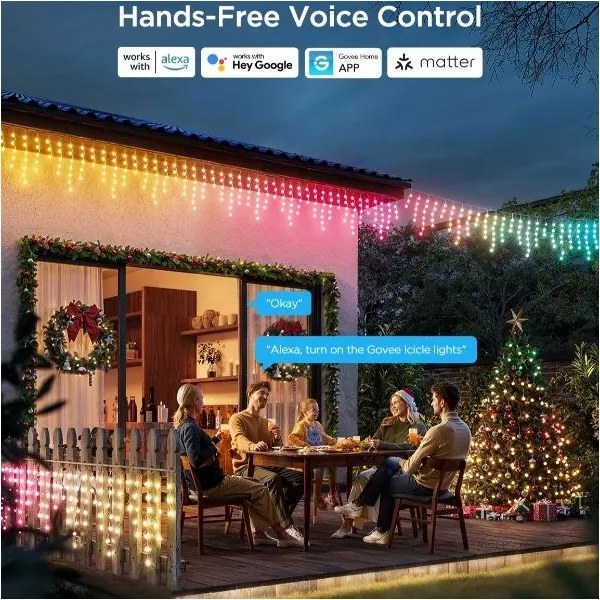 Instalație LED RGBIC de exterior Govee Smart țurțuri 10m Wi-Fi Matter IP65