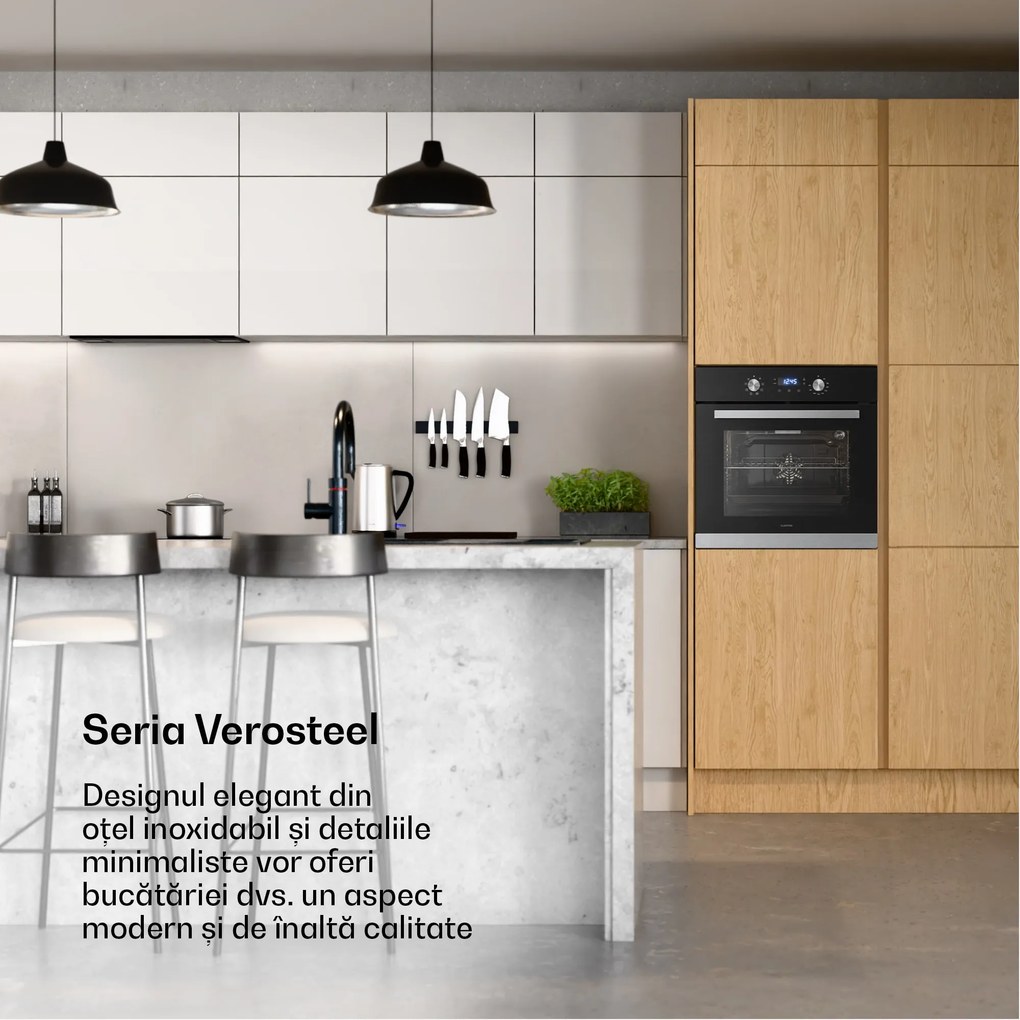 Klarstein Verosteel cuptor încorporabil | 60 cm | 67 litri | Clasa de eficiență energetică A | 3220 W | Argintiu