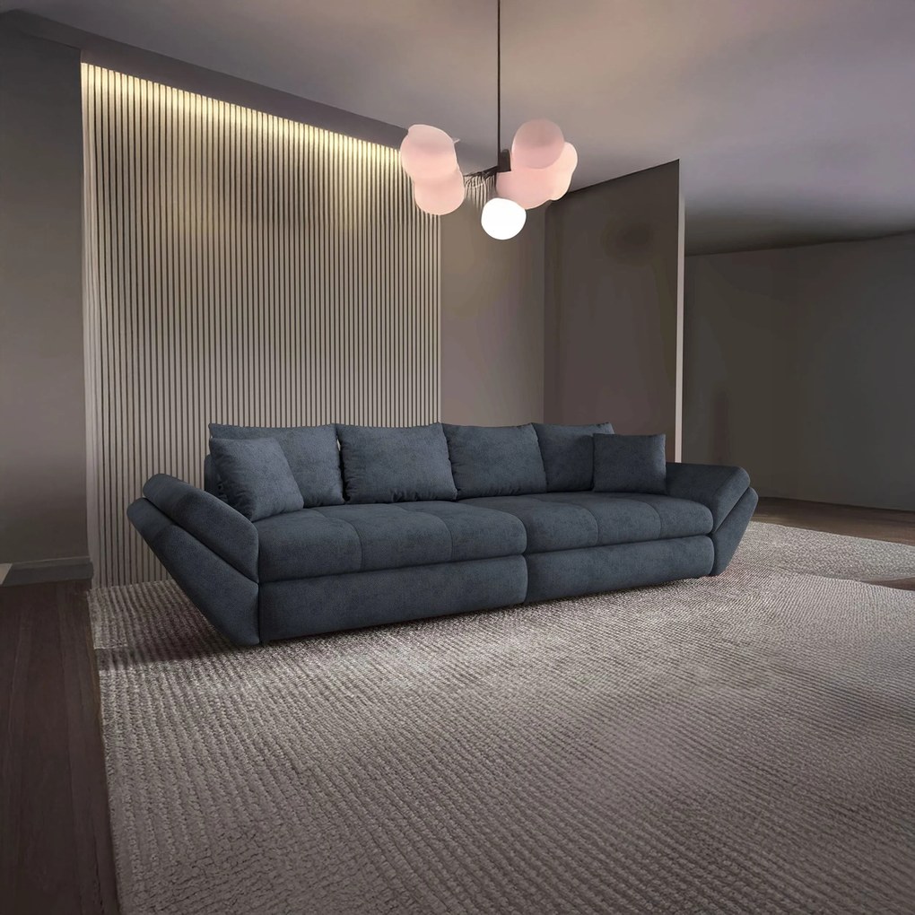 Canapea extensibilă dumonde cu ladă de depozitare si sezut confortabil din spuma high-density, Loana Enjoy Antracit 300x100 cm