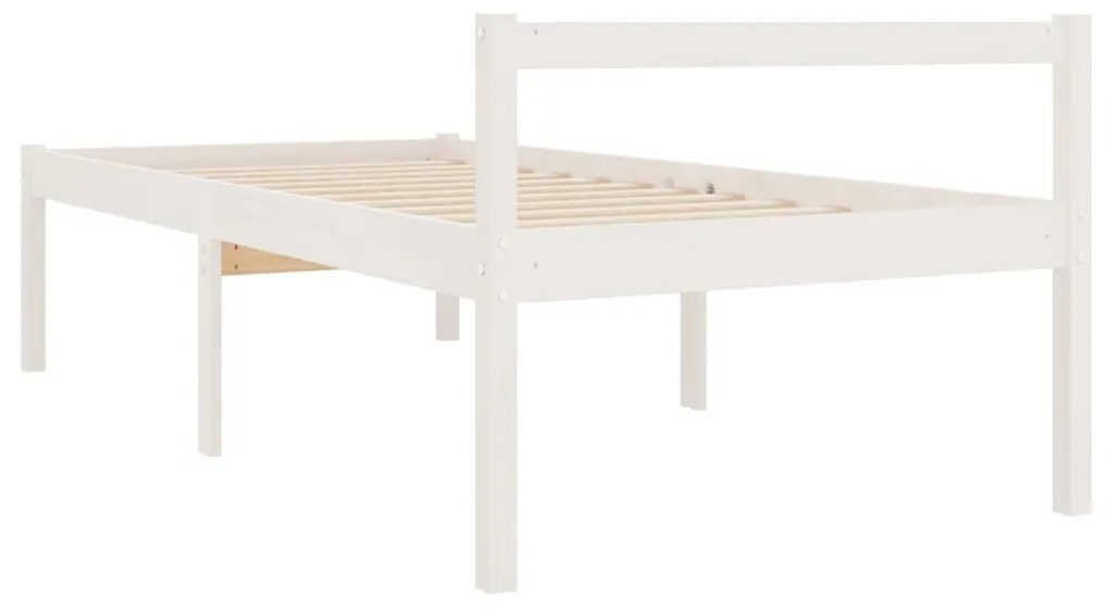Cadru de pat Single 3FT, alb, 90x190 cm, lemn masiv de pin Alb, 90 x 190 cm