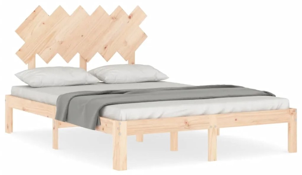 3193701 vidaXL Cadru de pat cu tăblie, dublu, lemn masiv