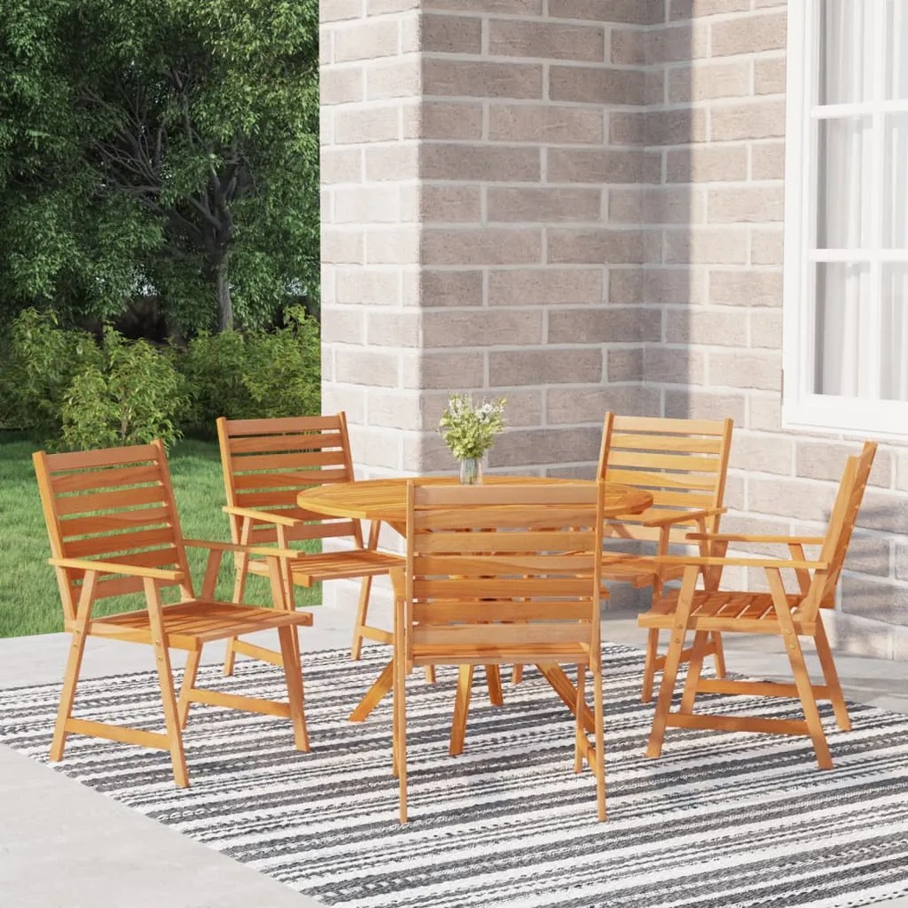 Set mobilier de gradina, 6 piese, lemn masiv de acacia O 110 cm masa, 6