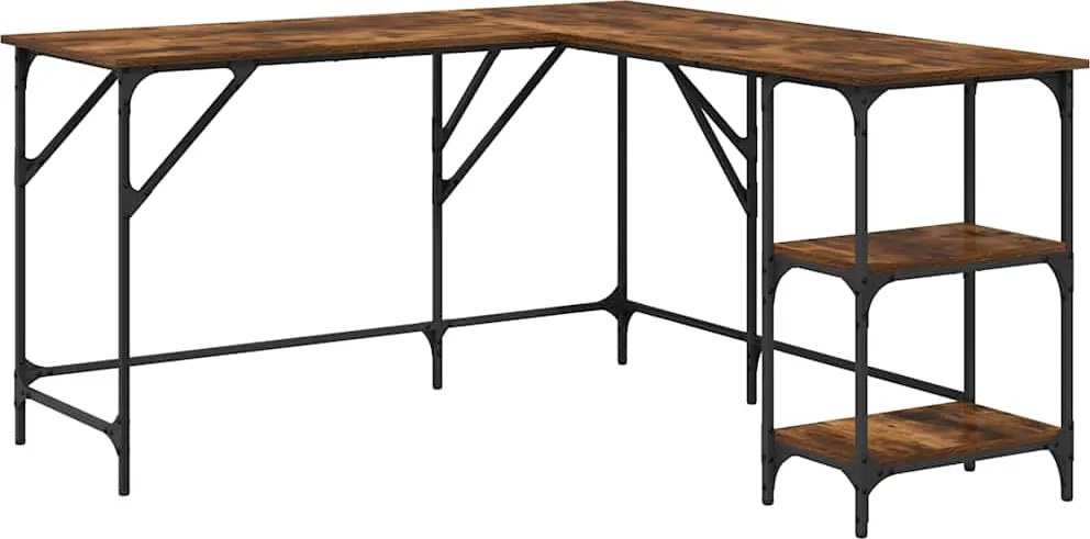 vidaXL Birou, stejar afumat, 139x139x75 cm, lemn prelucrat