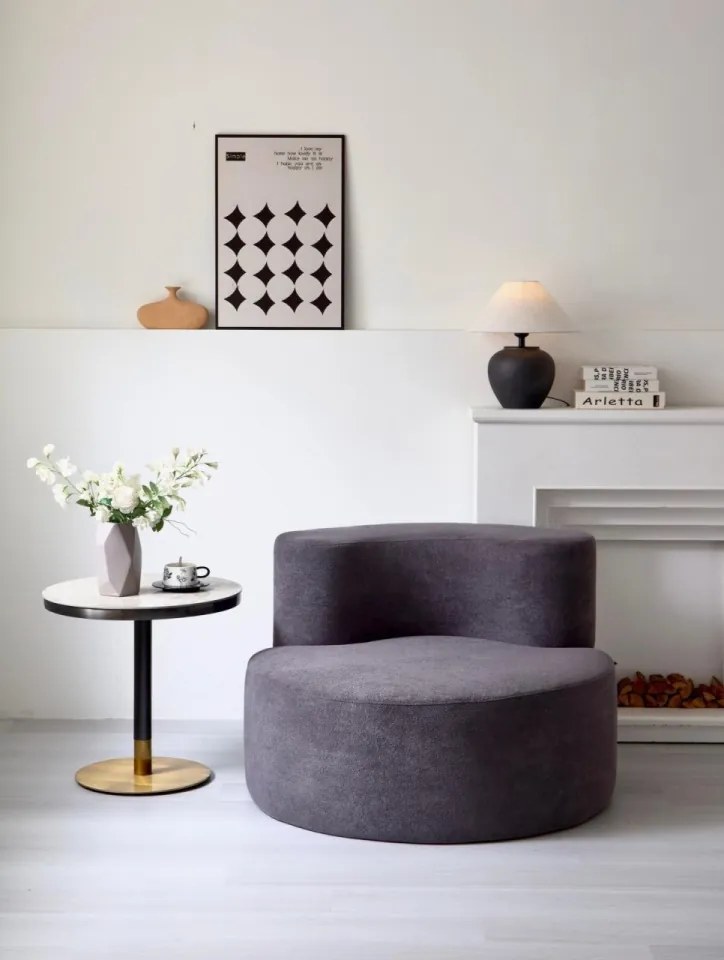 Fotoliu rotund din spumă cu memorie HD – design premium și confort absolut (Culoare: Crem)