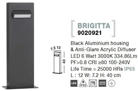 Stalp LED mic pentru iluminat exterior IP65 BRIGITTA