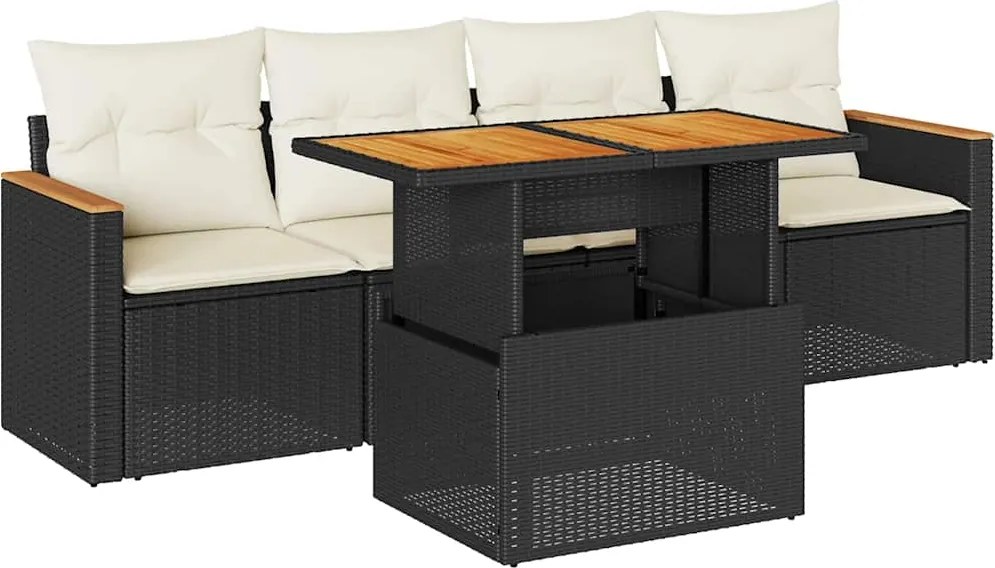 vidaXL Set mobilier de grădină cu perne, 5 piese,poliratan/lemn acacia