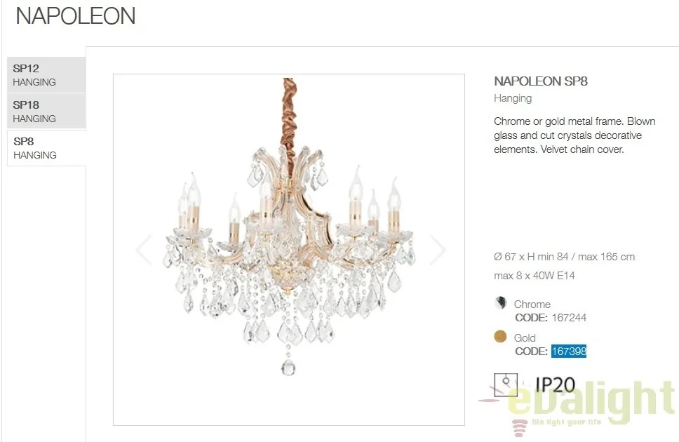 Candelabru design elegant NAPOLEON SP8 auriu 167398