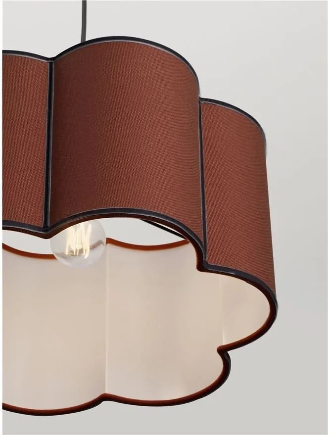 Lustra suspendata cu abajur textil rosu maroniu BLOOSY