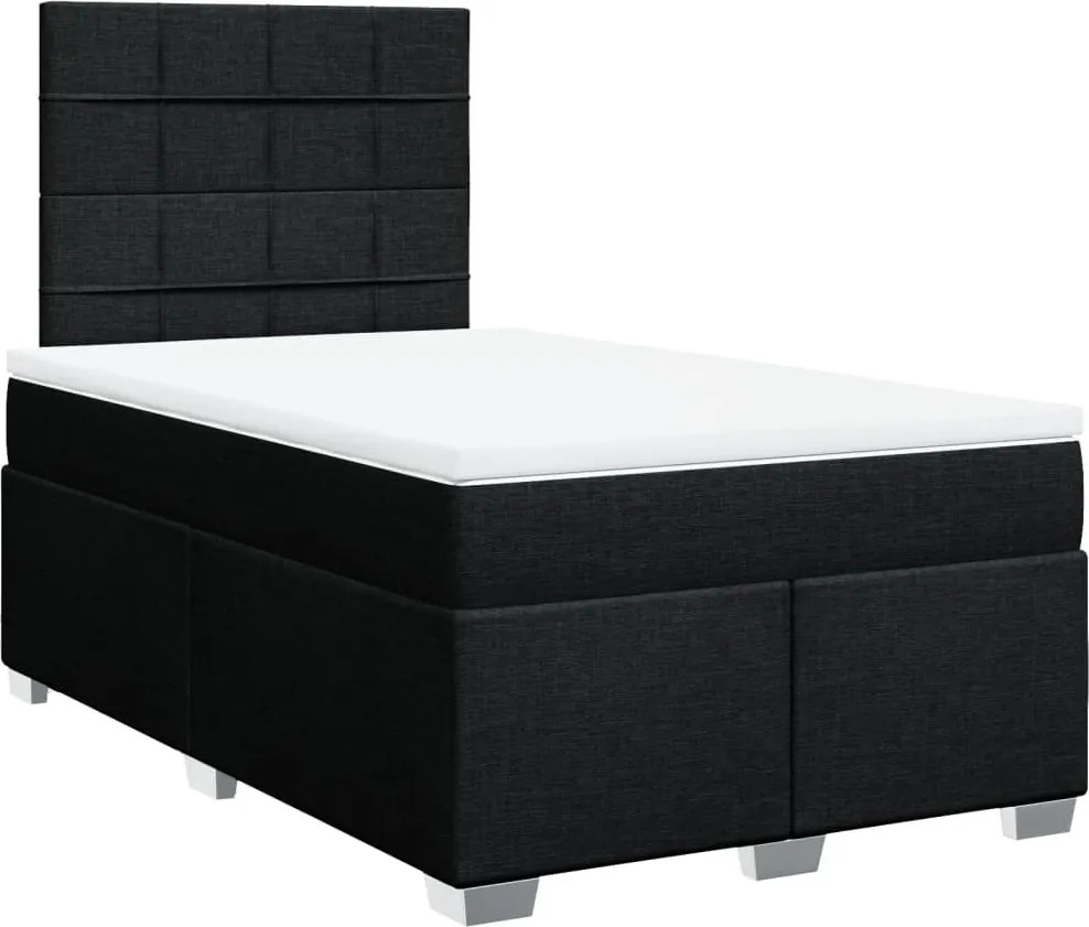 vidaXL Pat box spring cu saltea, negru, 120x190 cm, catifea