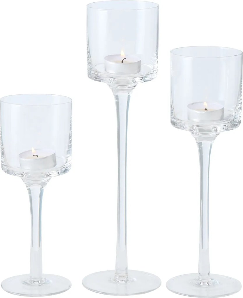 Sfeșnice de sticlă, trei înălțimi, AROSA