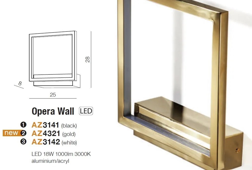 Aplica de perete LED design modern Opera aurie