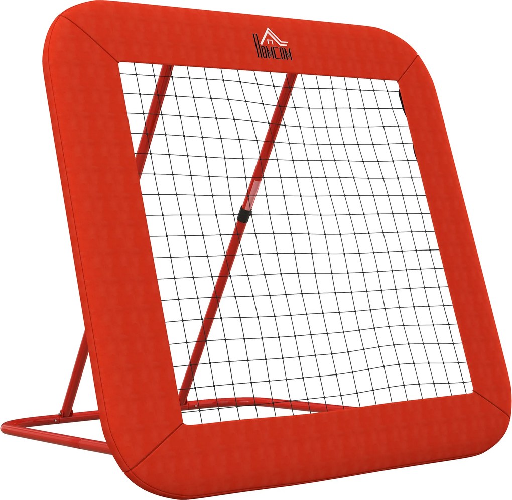HOMCOM Plasă de respingere pentru fotbal, reglabilă, pliabilă, cadru metalic, plasă PE rezistentă la intemperii, incl. țăruși, Roșu | Aosom Romania