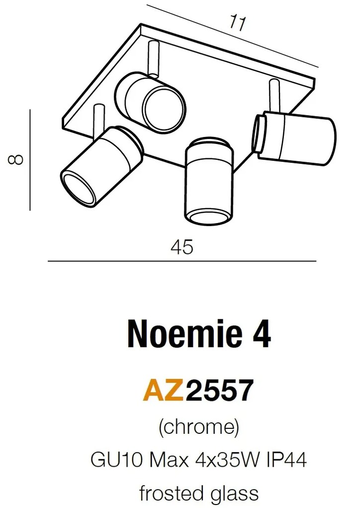 Plafoniera cu 4 Spoturi directionabile pentru baie NOEMIE